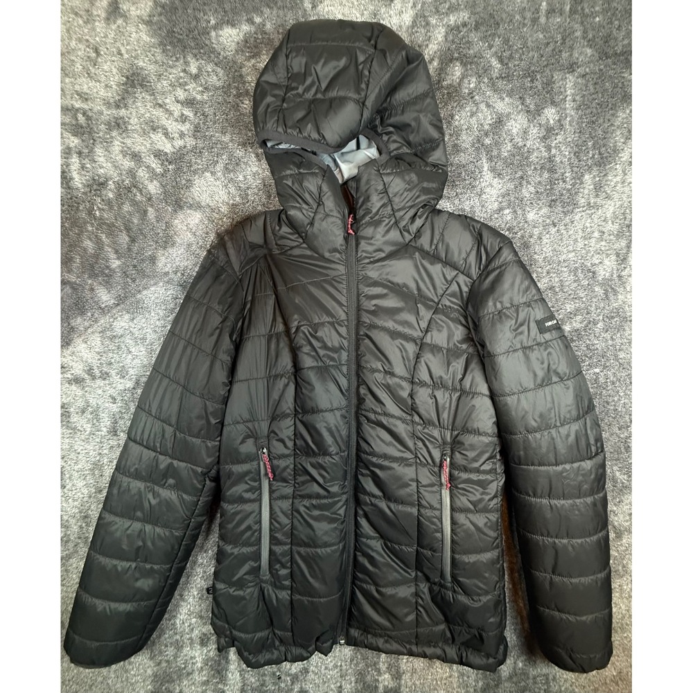 Decathlon Forclaz Womens Black Puffer Jacket Hooded Quilted Ripstop Size Small